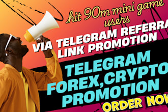hit 90m mini game users via telegram referral link promotion, telegram forex