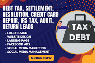 debt tax settlement, resolution relief credit card repair irs audit return leads