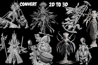 convert 2d to 3d printable model 2d to 3d miniature sculpture for 3d printing