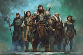 draw dnd party art, pathfinder group, and fantasy group