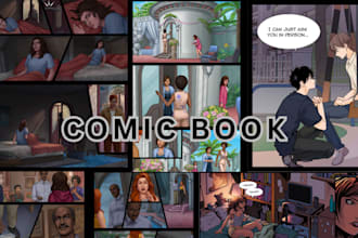 illustrate comic book, graphic novel page, manga, character design, nsfw comic