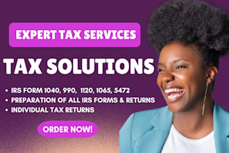 prepare US tax form 1040x 990 1120 f1065 5472