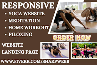 design yoga website meditation piloxing home workout fitness gym yoga website