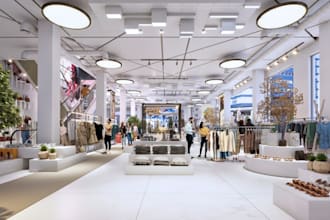 be commercial store designer, clothing store interior, boutique,3d jewelry store