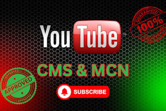 claim and setup your youtube cms with full ownership, mcn for brand, channel cms