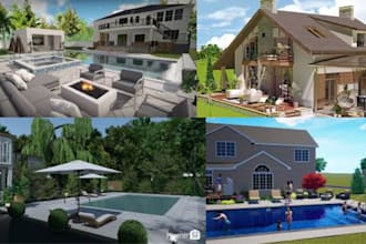 create a 2d, 3d, site plans, garden front yards backyard pool landscape designs