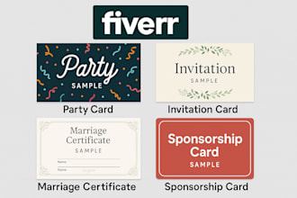 design party cards, wedding invites, marriage certificates, and proposals