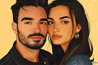 make couple portrait illustration from photo