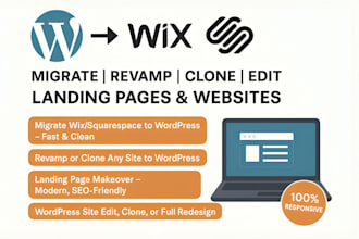 migrate revamp clone edit wordpress website landing page on wix to wordpress