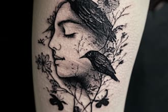 draw custom realistic tattoo design, tattoo sleeve