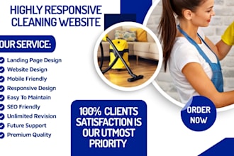 design commercial, residential cleaning website, house, office cleaning website