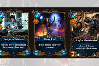 draw card game design, trading card game, board game, card game art, box design