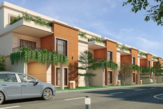 remodel real estate property, row house design, unit townhouse, porchfront home
