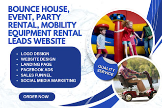 generate bounce house event party rental mobility equipment rental leads website