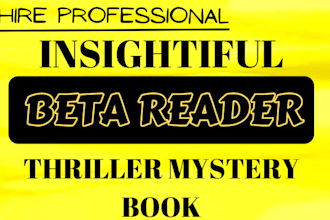 beta read your fantasy, sci fi, thriller, mystery, and historical fiction book