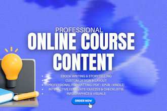 create ebook online course, course content, course images