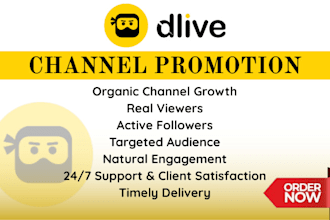 do dlive channel promotion to boost channel followers, organic live viewers