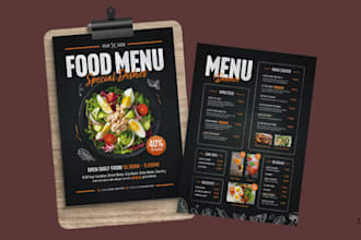 design restaurant menu, food menu, digital menu, price list, drink menu