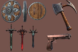 create unique 3d weapon swords shields props for 3d printing