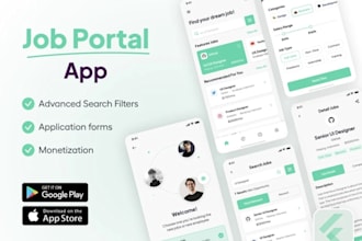 develop job portal app, job seekers app, job listing app, recruitment portal app