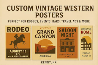 design professional vintage western retro event poster with minimalist style