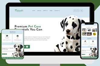 design a premium pet wellness shopify store, pet tech store, pet care website