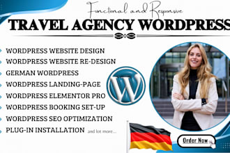 build german travel wordpress website, design redesign booking wordpress website