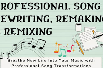 rewrite, remake or remix your song,  rewrite song lyrics, remake instrumentals