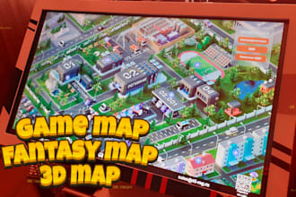 do fantasy map, dnd game map, map illustration, game environment, 3d map, vector