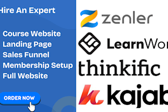 design your learnworlds, kajabi, and thinkific course website and funnels