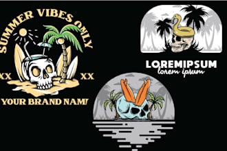 design t shirt skull beach summer logo