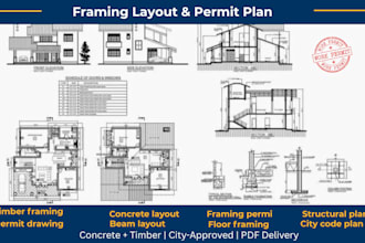 concrete timber framing layout structural plan permit drawing PDF ready files