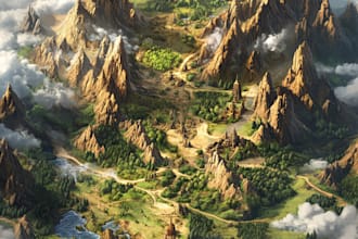 make fantasy map illustration for dnd, novels and games
