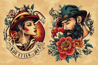 make you a traditional old school tattoo style design