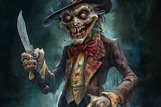 do awesome artwork for dark art, horror creepy illustration