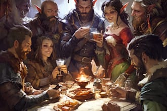 make a dnd character or dnd party art