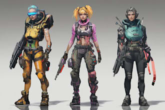 draw sci fi or cyberpunk, star wars character artwork
