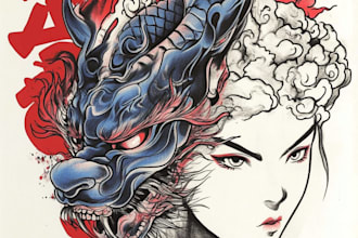 draw an oriental japanese tattoo