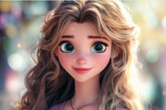 draw a portrait in semi realism disney cartoon style