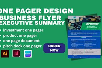 design one pager business flyer, sales flyer, sell sheet, company brochure pdf