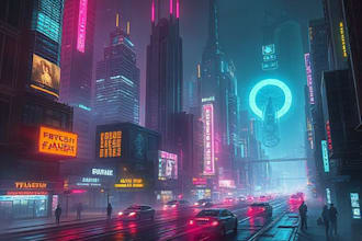 do futuristic cyberpunk city and sci fi concept art