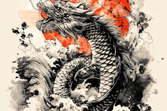 create stunning japanese style tattoo t shirt design