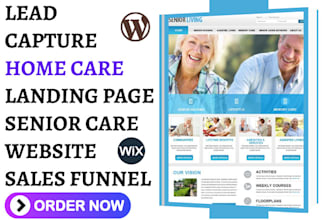 design home care landing page senior elderly care hospice website sales funnel