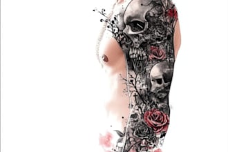 create sleeve tattoo design in realistic style