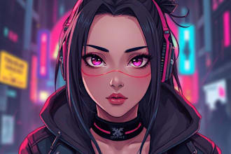 make portrait illustration with cyberpunk anime style