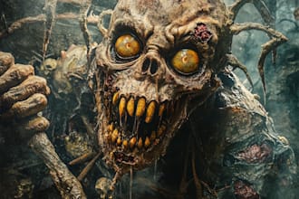 design an awesome fantasy horror character art