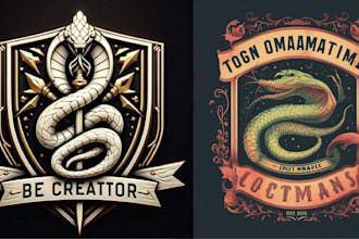do high quality crown snake logo and t shirt design