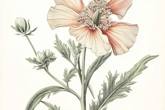 draw a botanical line art illustration