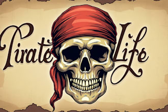 make awesome pirate skull logo with my own creative thinking