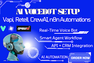 build ai voice agent, vapi ai n8n automation,  crewai agent setup retell ai